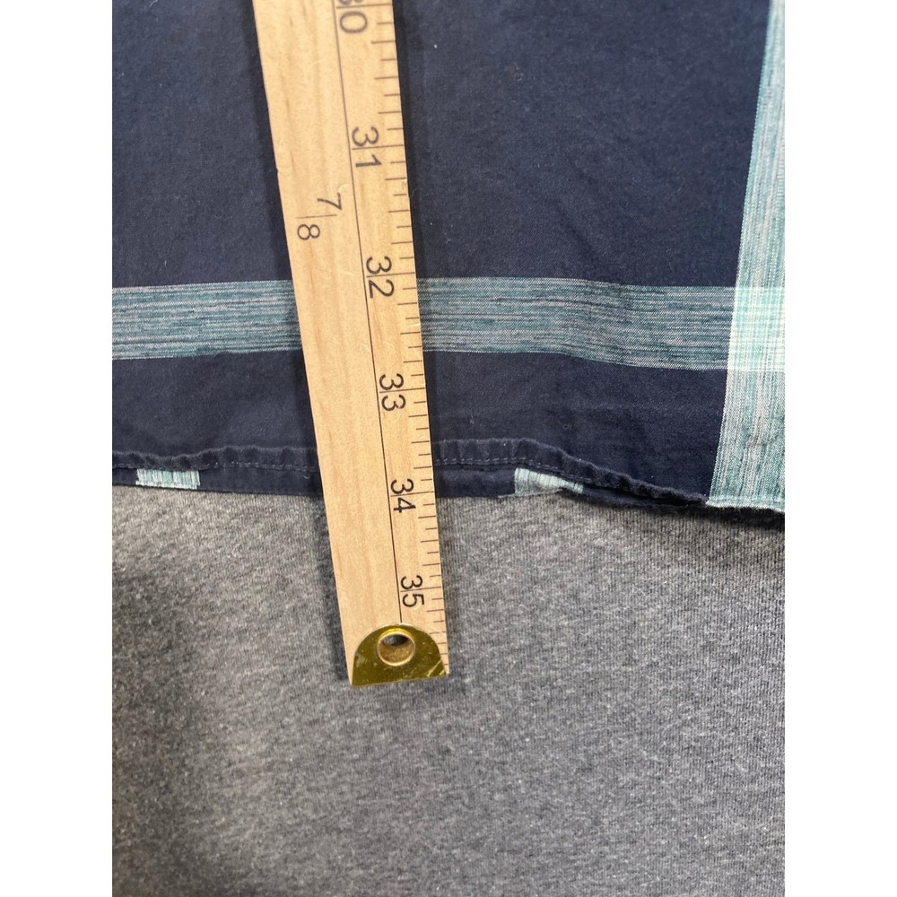 Perry Ellis Mens 2XLT Short Sleeve Button Down Shirt Navy Teal Plaid Cotton Tall - Picture 5 of 8